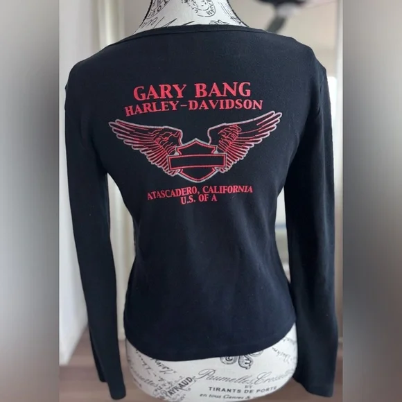 Harley Davidson Bling Rhinestone Eagle Biker Moto Top Thunder 2005 Women’s S - Picture 4 of 8